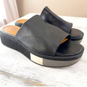 Robert Clergerie Black leather Quenor Platform Slides  Sandals 37.5 7/7.5 Y2K